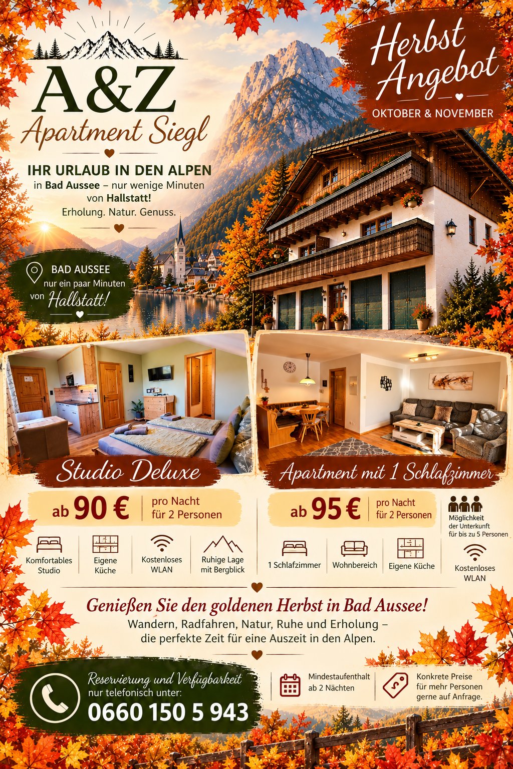 Herbstangebot Oktober & November — A&Z Apartment Siegl